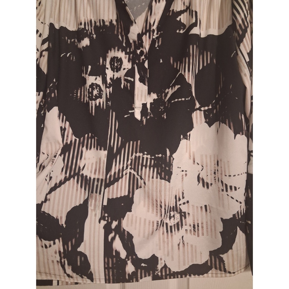 Preston & York Womens M Black White Abstract Geometric Floral Button Blouse - Picture 6 of 12